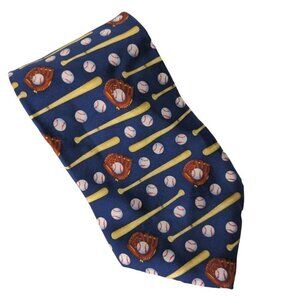 Alynn Neckwear Play Ball Baseball Bats Gloves Sports Novelty Silk Necktie